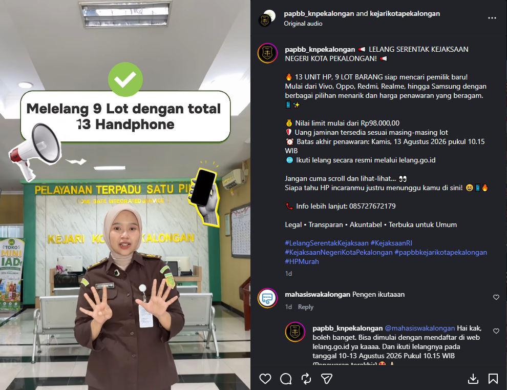 Lelang Serentak Kejari Kota Pekalongan!
